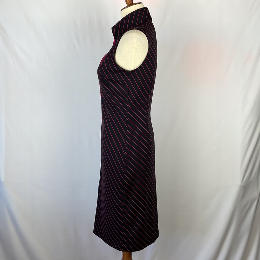 Express Black and Magenta Diagonal Striped Sleeveless Dress - Size 1/2 Juniors - Picture 5 of 12